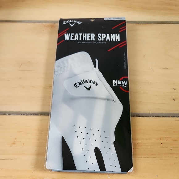 NIB Callaway Weather Spann All-Weather Golf Glove White Large Regular Right Mens - Picture 1 of 5